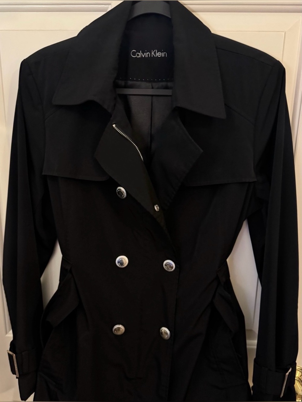 Calvin Klein Trench Coat Doubled Breasted With Removable Hood Size - Medium